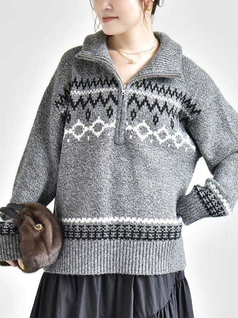 荒川さんの「SHIPS｜《予約》【WEB限定】〈手洗い可能〉配色 フェアアイル ハーフ ジップ ニット」を使ったコーディネート