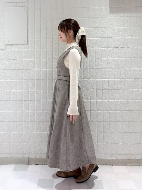 おはるさんの「ROPE' PICNIC｜ラメツイード美スリムジャンパースカート/低身長・小柄さんサイズ有り・リンクコーデ」を使ったコーディネート