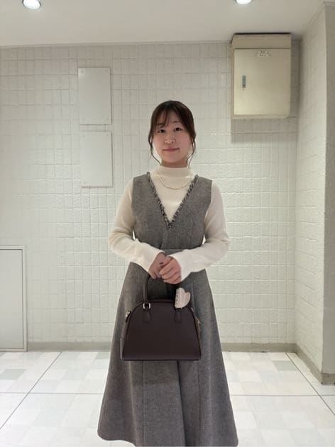 おはるさんの「ROPE' PICNIC｜ラメツイード美スリムジャンパースカート/低身長・小柄さんサイズ有り・リンクコーデ」を使ったコーディネート