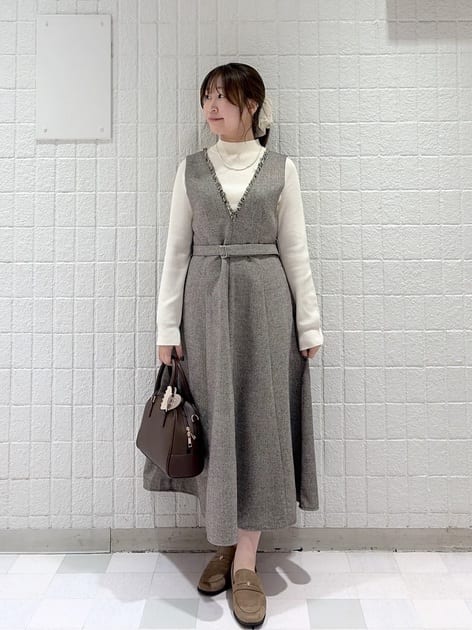 おはるさんの「ROPE' PICNIC｜ラメツイード美スリムジャンパースカート/低身長・小柄さんサイズ有り・リンクコーデ」を使ったコーディネート